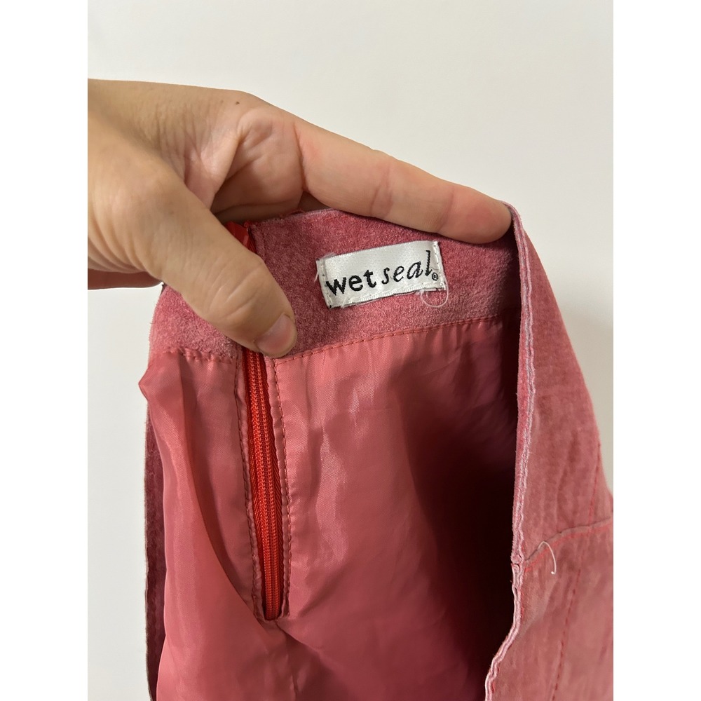Wet Seal Suede Mini Skirt Womens 30 Waist Red Y2K Indie Sleaze Vintage Boho - Picture 4 of 7